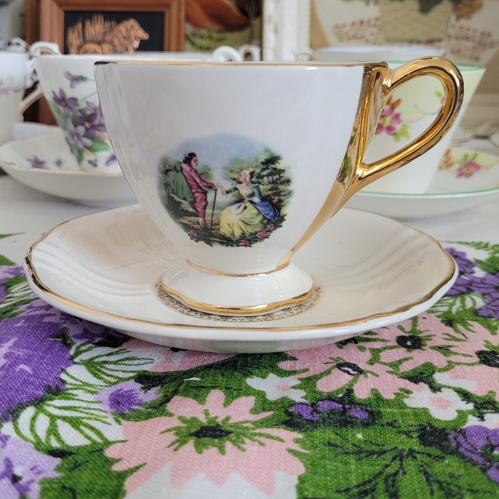 Vintage Royal Winton Colonial Subject Tea & Saucer Set England